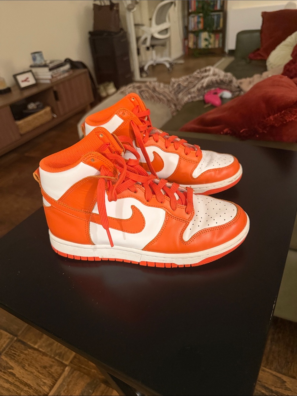 Nike Dunks High-Top Sneakers in Orange and White